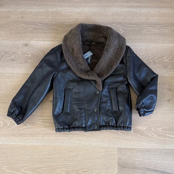 Blank NYC Jackets & Blazers - Blank Street NYC Faux Fur and Leather Jacket with Fur Trim Size S in Black Brown